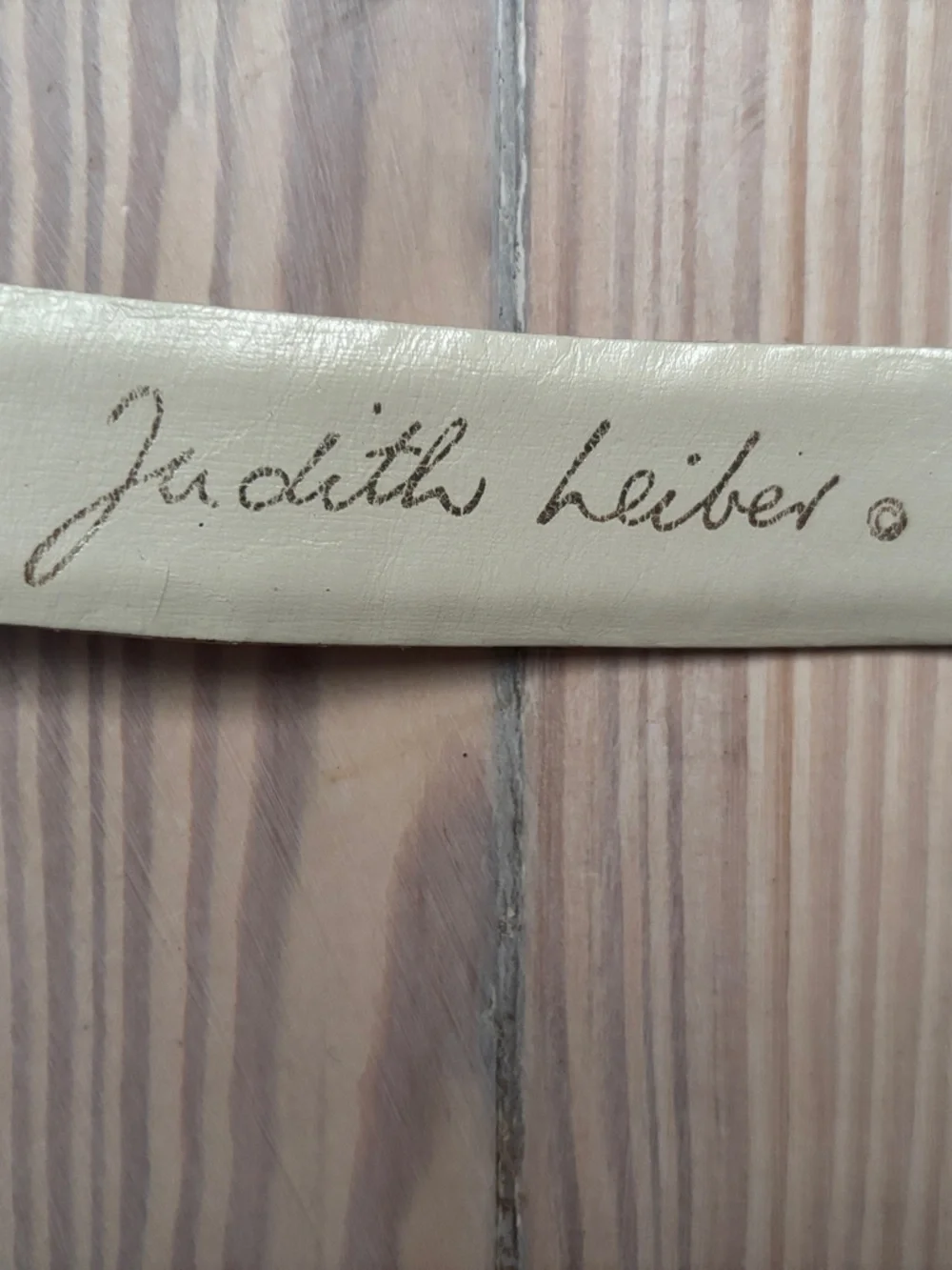 Vintage Judith Leiber Ivory Snakeskin Signature Belt with Gold Lion Crest